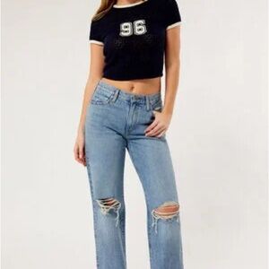 Levi's Light Blue Straight Leg Jeans with Knee Rips